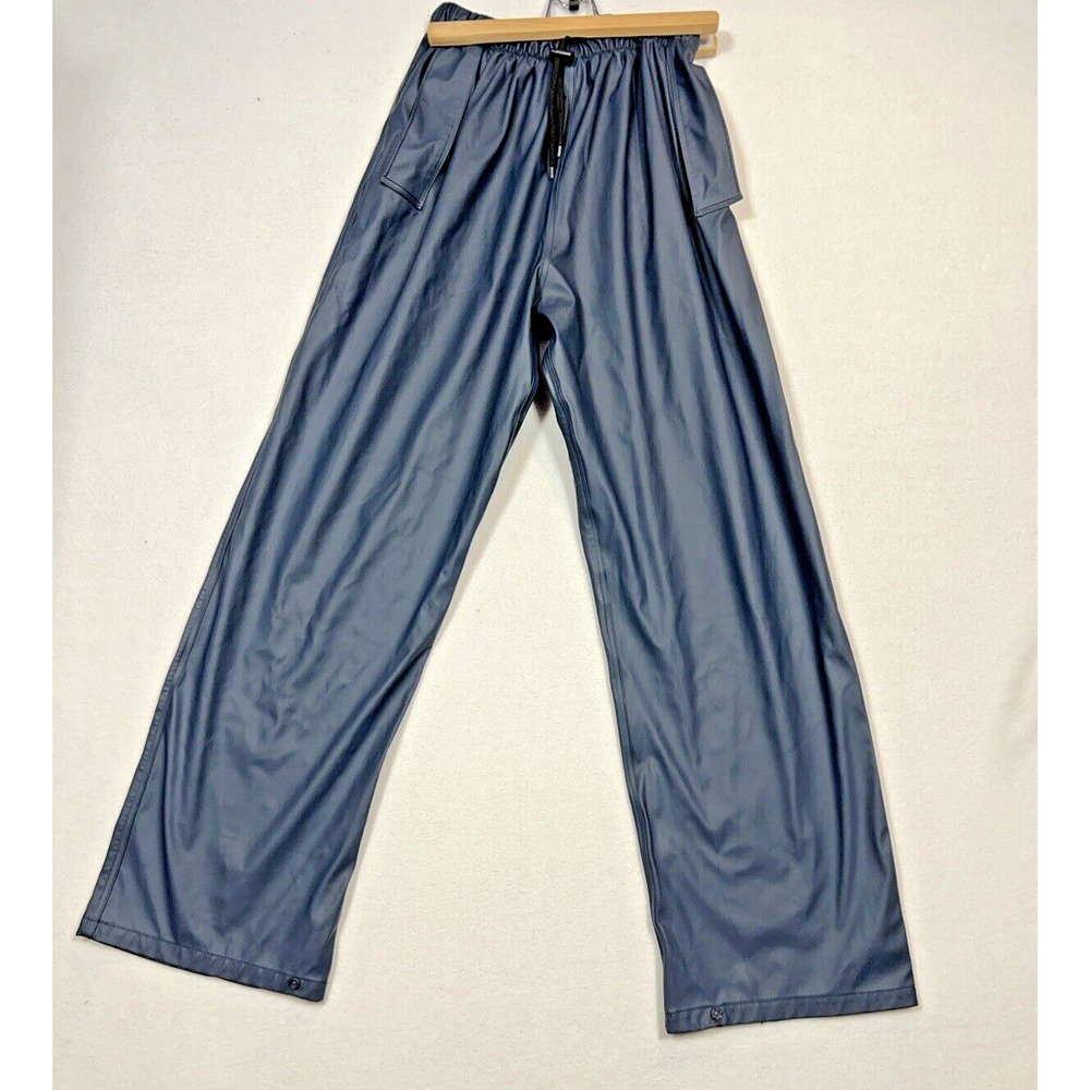 Town and Field Men's Medium Rain Pant snap bottoms drawstring waist Blue‎